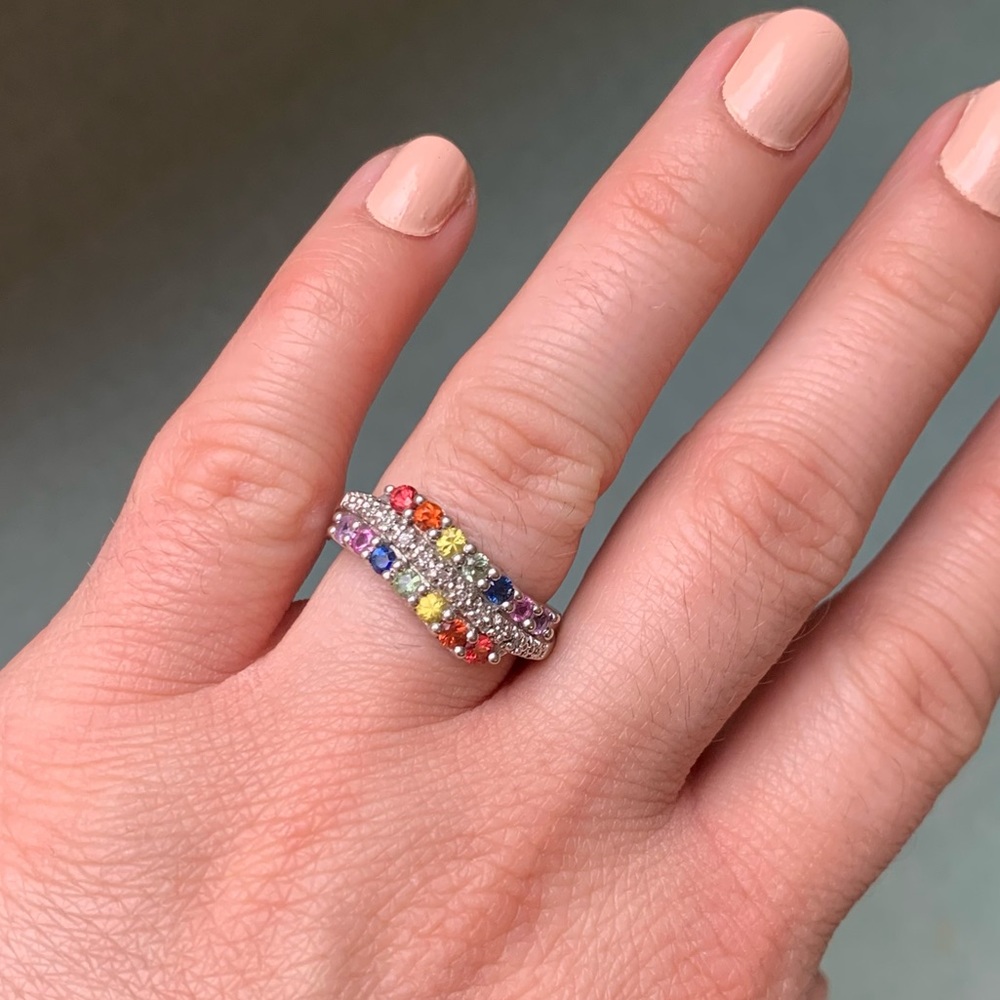 Diamonique Rainbow Gemstone Ring